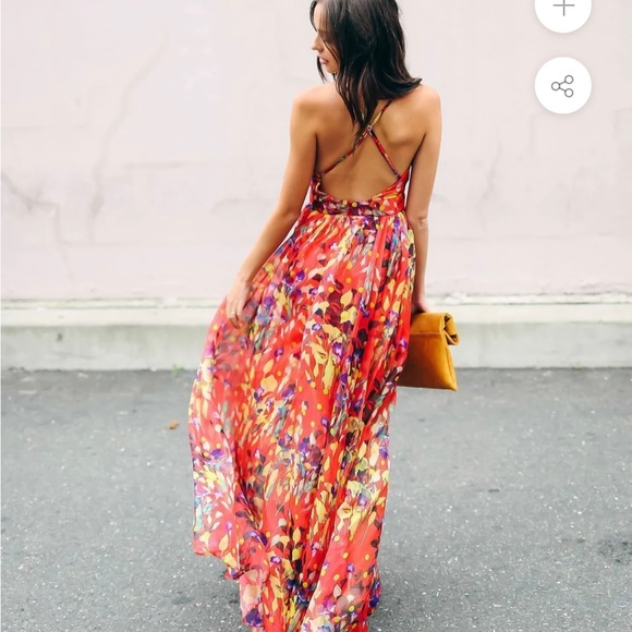 Floral V Neck Sleeveless Maxi Dress - Picture 2 of 6